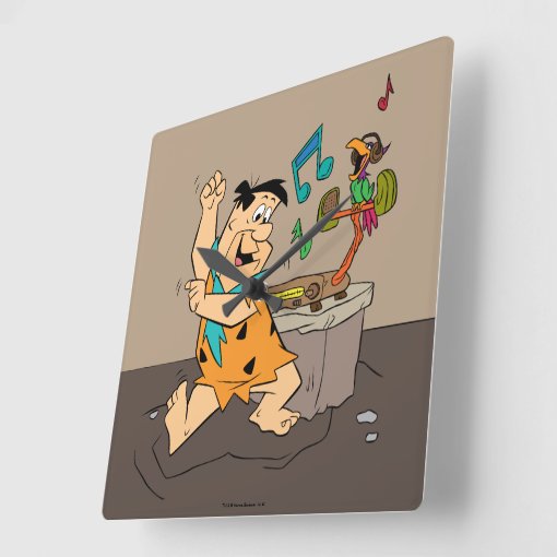 The Flintstones | Fred Flintstone Dancing Square Wall Clock | Zazzle