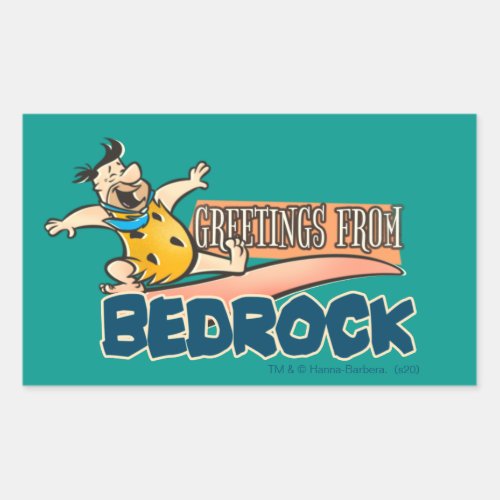 The Flintstones  Fred _ Greetings From Bedrock Rectangular Sticker