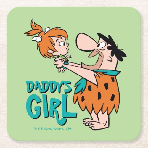 The Flintstones  Fred  Pebbles _ Daddys Girl Square Paper Coaster