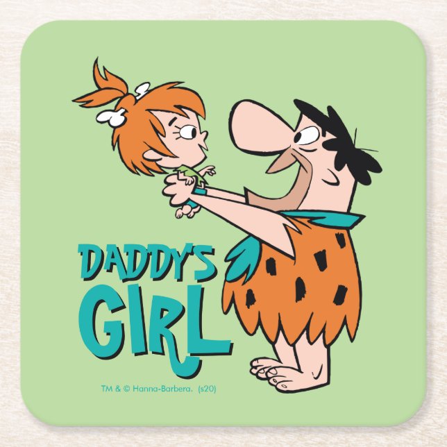 The Flintstones | Fred & Pebbles - Daddy's Girl Square Paper Coaster (Front)