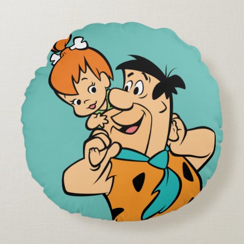The Flintstones  Fred  Pebbles Flintstone Round Pillow