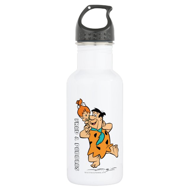 The Flintstones | Fred & Pebbles Flintstone Stainless Steel Water Bottle (Front)