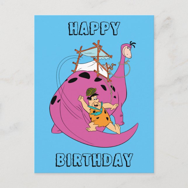 The Flintstones | Fred Sliding Down Tail Postcard (Front)