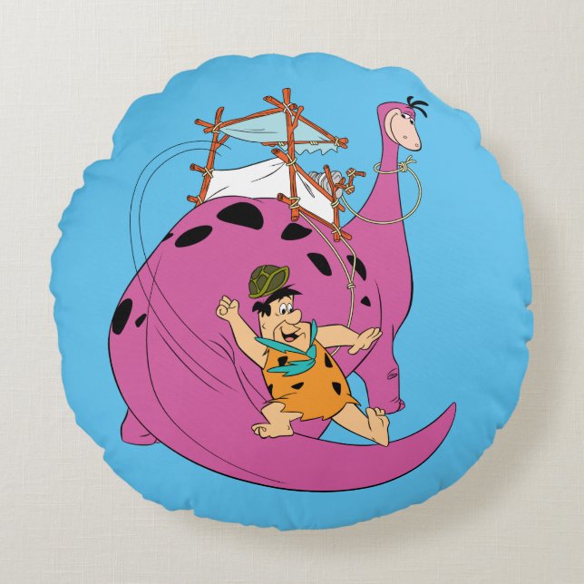 The Flintstones | Fred Sliding Down Tail Round Pillow (Front)