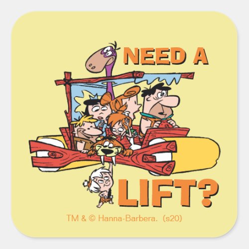 The Flintstones  Need A Lift Square Sticker
