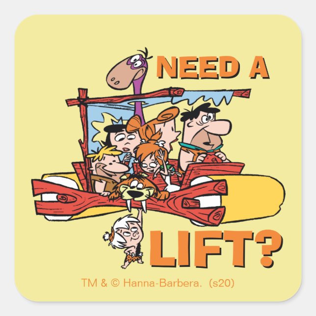 The Flintstones | Need A Lift? Square Sticker (Front)