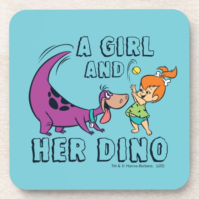 The Flintstones | Pebbles & Dino Play Ball Beverage Coaster (Front)