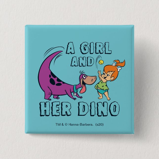 The Flintstones | Pebbles & Dino Play Ball Button (Front)