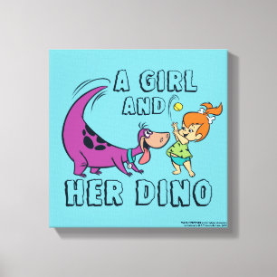 The Flintstones Pebbles & Dino Play Ball Canvas Print