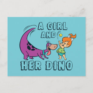 The Flintstones Pebbles & Dino Play Ball Invitation Postcard