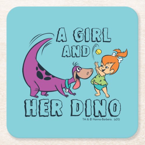 The Flintstones  Pebbles  Dino Play Ball Square Paper Coaster