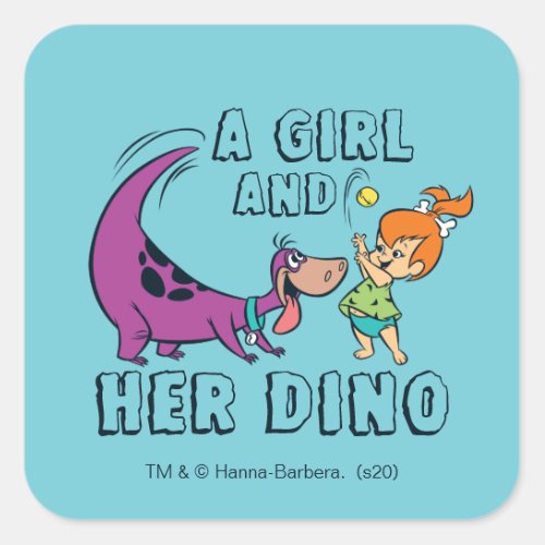 The Flintstones  Pebbles  Dino Play Ball Square Sticker