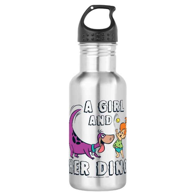 The Flintstones | Pebbles & Dino Play Ball Stainless Steel Water Bottle (Front)
