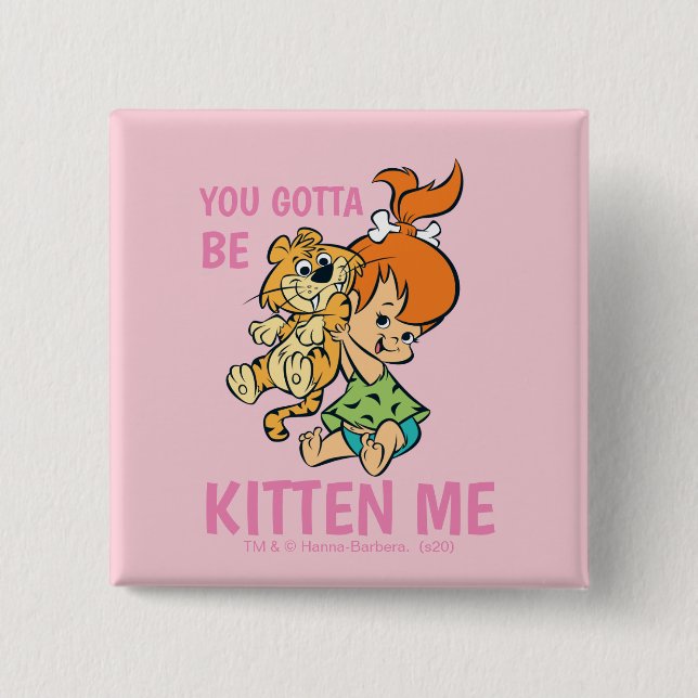 The Flintstones | Pebbles & Her Tiger Button (Front)