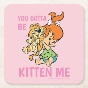 The Flintstones Pebbles & Her Tiger Square Paper Coaster