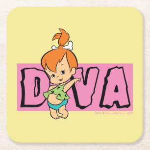 The Flintstones Pebbles - Little Diva Square Paper Coaster