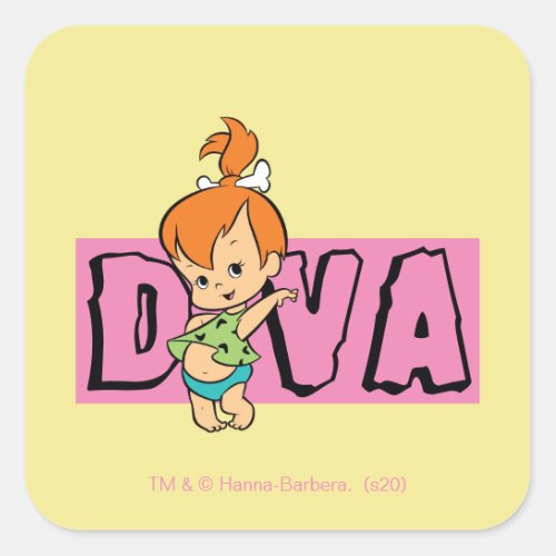 The Flintstones  Pebbles _ Little Diva Square Sticker