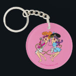 The Flintstones | Wilma & Betty Rock Stars Keychain<br><div class="desc">Check out Wilma Flintstone and Betty Rubble rocking out like 80's glam rock stars.</div>