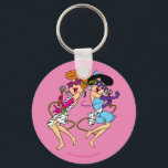 The Flintstones | Wilma & Betty Rock Stars Keychain<br><div class="desc">Check out Wilma Flintstone and Betty Rubble rocking out like 80's glam rock stars.</div>