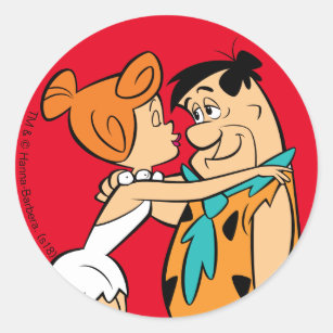 Fred Flintstone Stickers Sticker Designs Zazzle The Flintstones Wilma Kissing Fred Clic Round Sticker