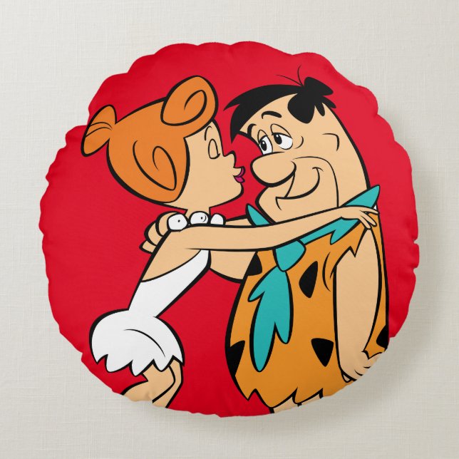 The Flintstones | Wilma Kissing Fred Round Pillow (Front)