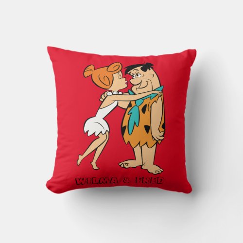 The Flintstones  Wilma Kissing Fred Throw Pillow