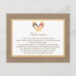 The Flip-Flop Sand Beach Burlap Wedding Collection Enclosure Card