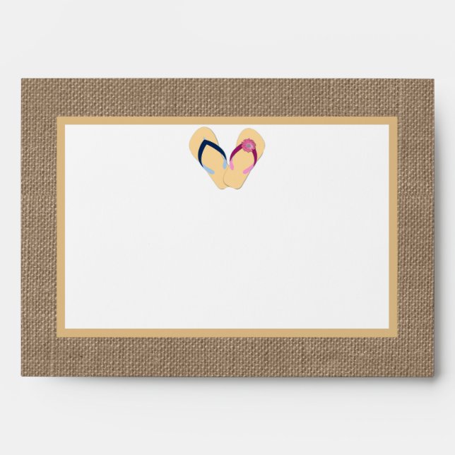 The Flip-Flop Sand Beach Burlap Wedding Collection Envelope (Front)