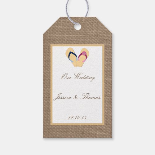 The Flip_Flop Sand Beach Burlap Wedding Collection Gift Tags