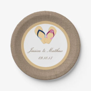 The Flip-Flop Sand Beach Burlap Wedding Collection Paper Plates