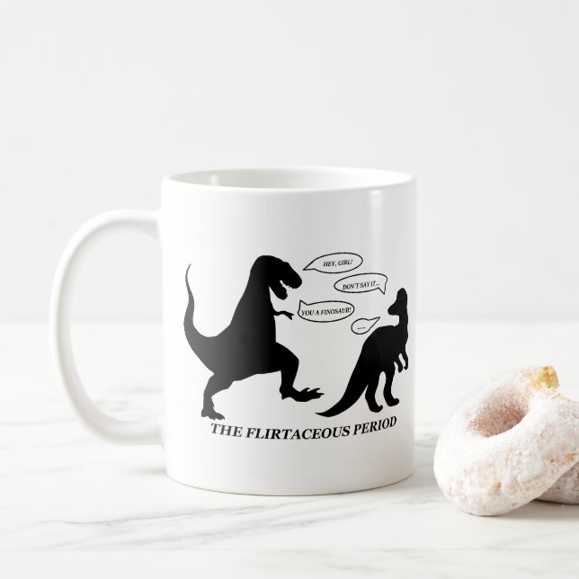 The Flirtaceous Period Dinosaur Pun Mug (With Donut)