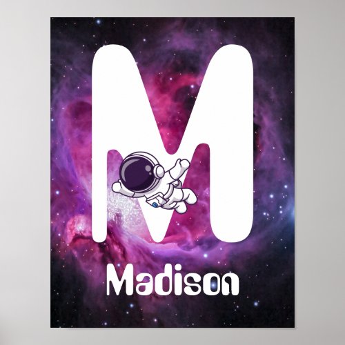 The Floater Space Art with Monogram Name  Initial Poster