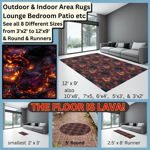 The Floor is LAVA Black  Red Rug