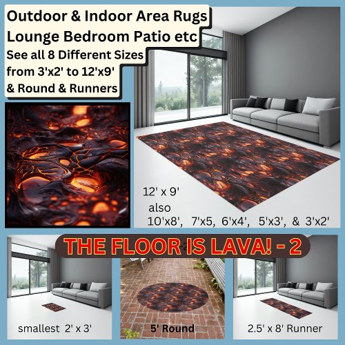 The Floor is LAVA Black  Red Rug