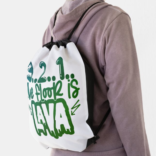 The Floor is Lava Game Fun Drawstring Bag (Insitu)