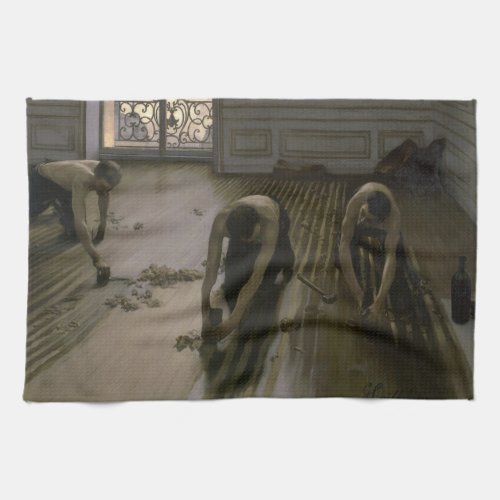 The Floor Scrapers by Gustave Caillebotte Kitchen Towel
