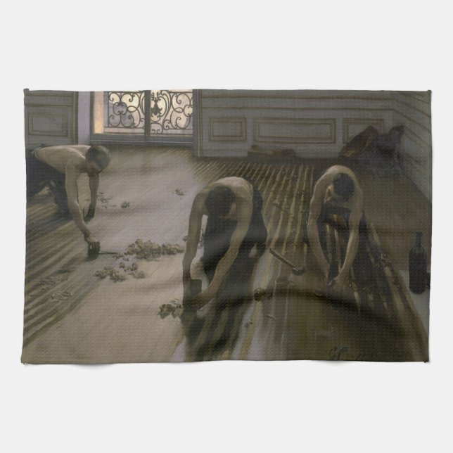 The Floor Scrapers by Gustave Caillebotte Kitchen Towel (Horizontal)