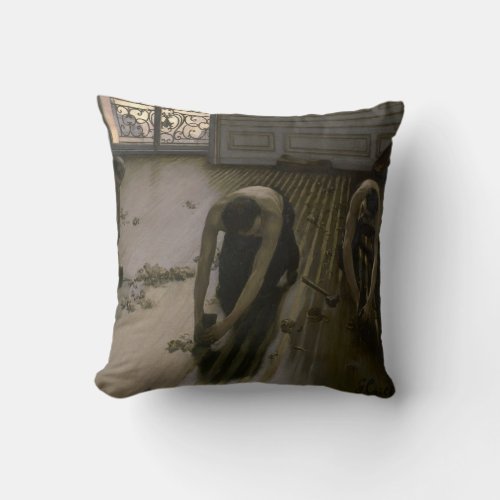 The Floor Scrapers by Gustave Caillebotte Throw Pillow