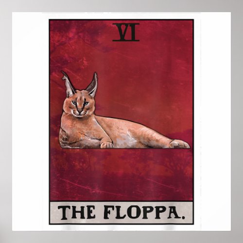 The Floppa Caracal Cat Tarot Card Funny Meme Poster