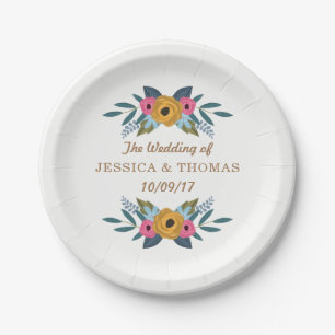 The Floral Wreath White Wedding Collection Paper Plates