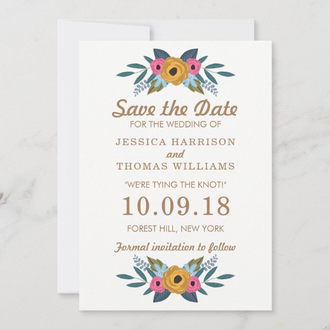The Floral Wreath White Wedding Collection Save The Date (Front)