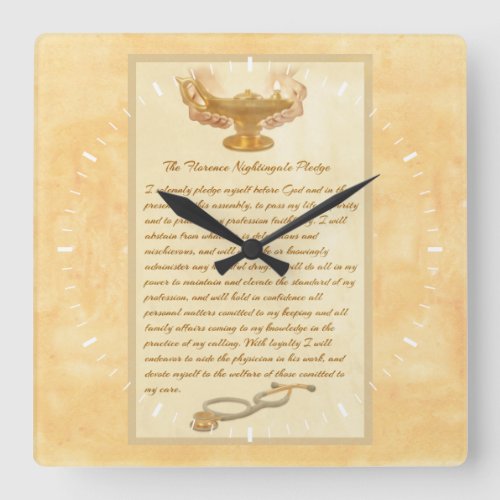 The Florence Nightingale Pledge Square Wall Clock