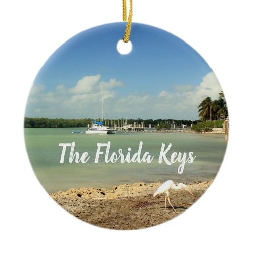 The Florida Keys photo photo with boat  Ceramic Ornament