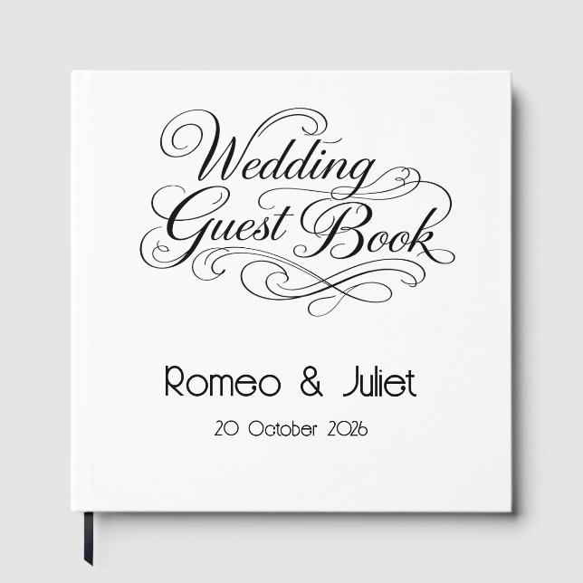 The Flourished Script Wedding Guest Book (Front)