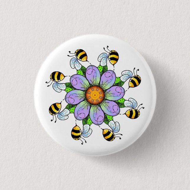 The flower and the bees button (Front)