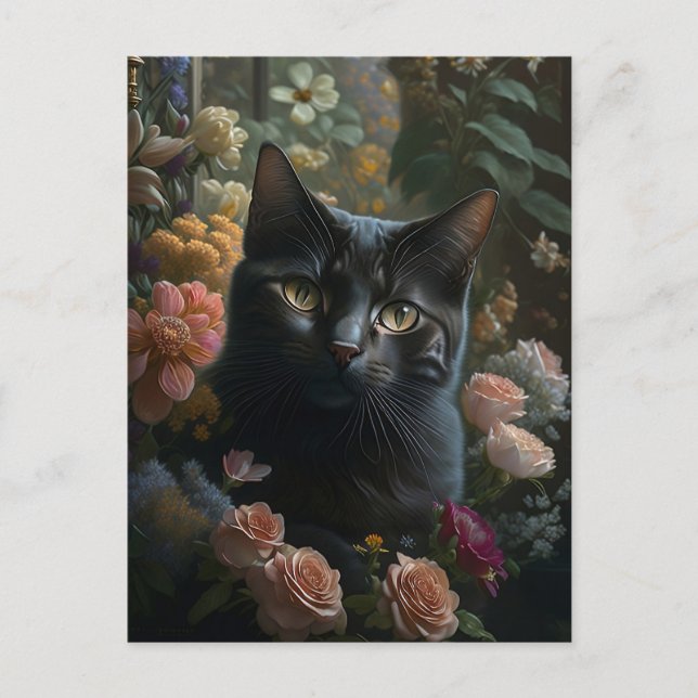 the flower cat postcard (Front)