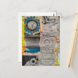 The Flower Clock Vintage Hobbies Collage Postcard