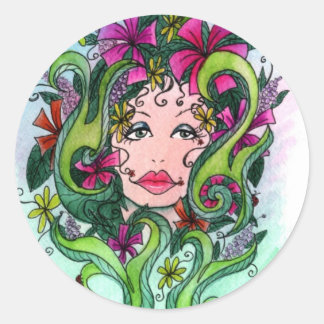 The Flower Maiden Classic Round Sticker