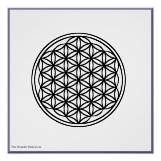 The Flower of Life - Black on White Poster