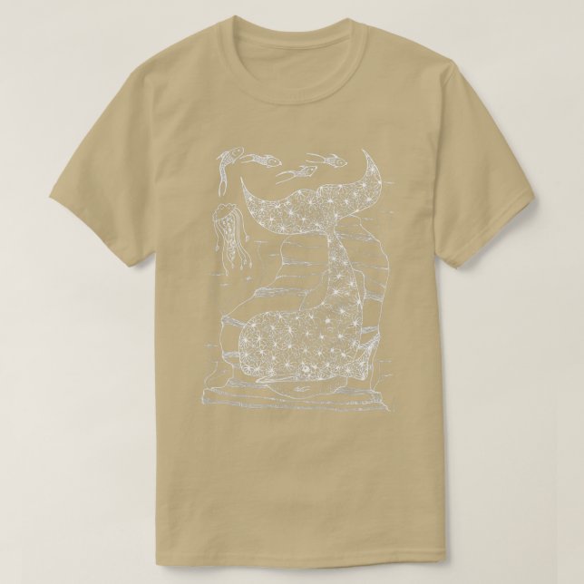 The Flower Whale White amp Black Hand Drawn T-Shirt (Design Front)